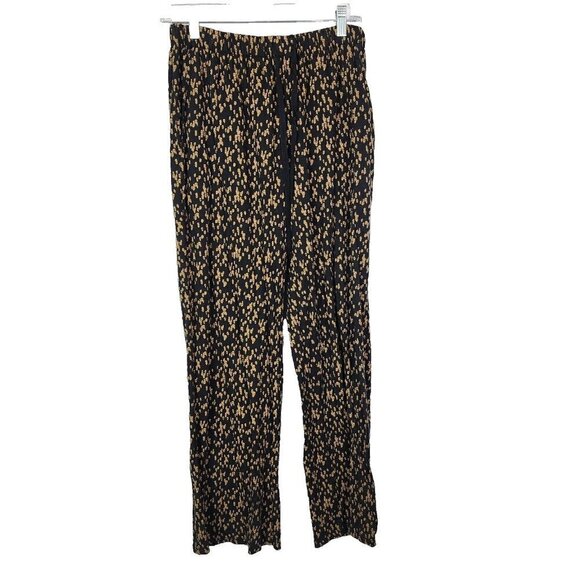 Urban Outfitters UO Black Gold Elastic Waist Wide Leg Cropped Pants Medium - Picture 1 of 9